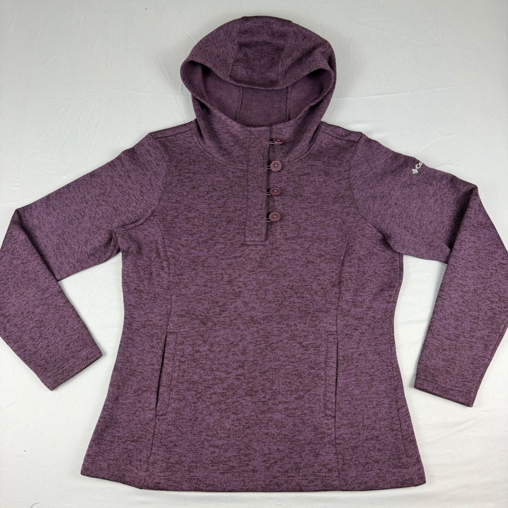 Columbia Women's Darling Days Hoodie Button Down Heathered Purple Large
